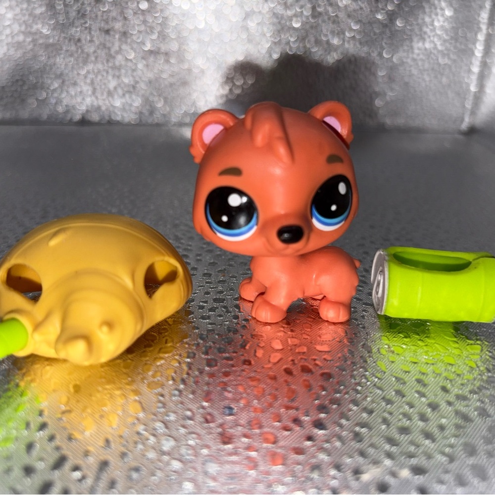 Littlest Pet Shop Orange Bear Soda 4-151 Thirsty Pets w/ Soda Can LPS Authentic